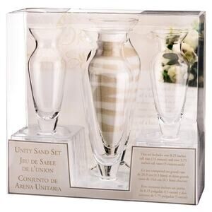 Lillian Rose Glass 3 Piece Vase‎ Unity Sand Ceremony Set, 2.5x2.5x8.25, Clear